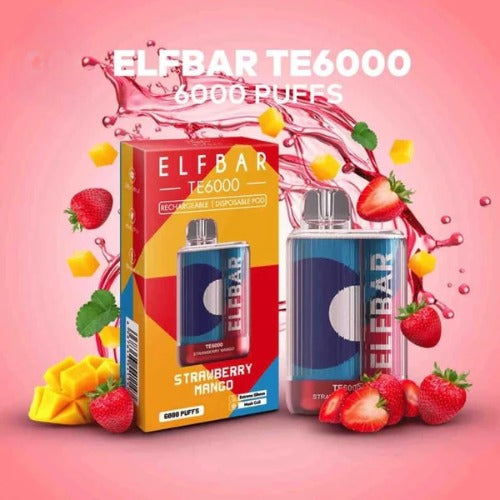 ELF BAR TE6000 STRAWBERRY MANGO ORIGNAL ( 6000 PUFFS ) DISPOSABLE VAPE INDIA